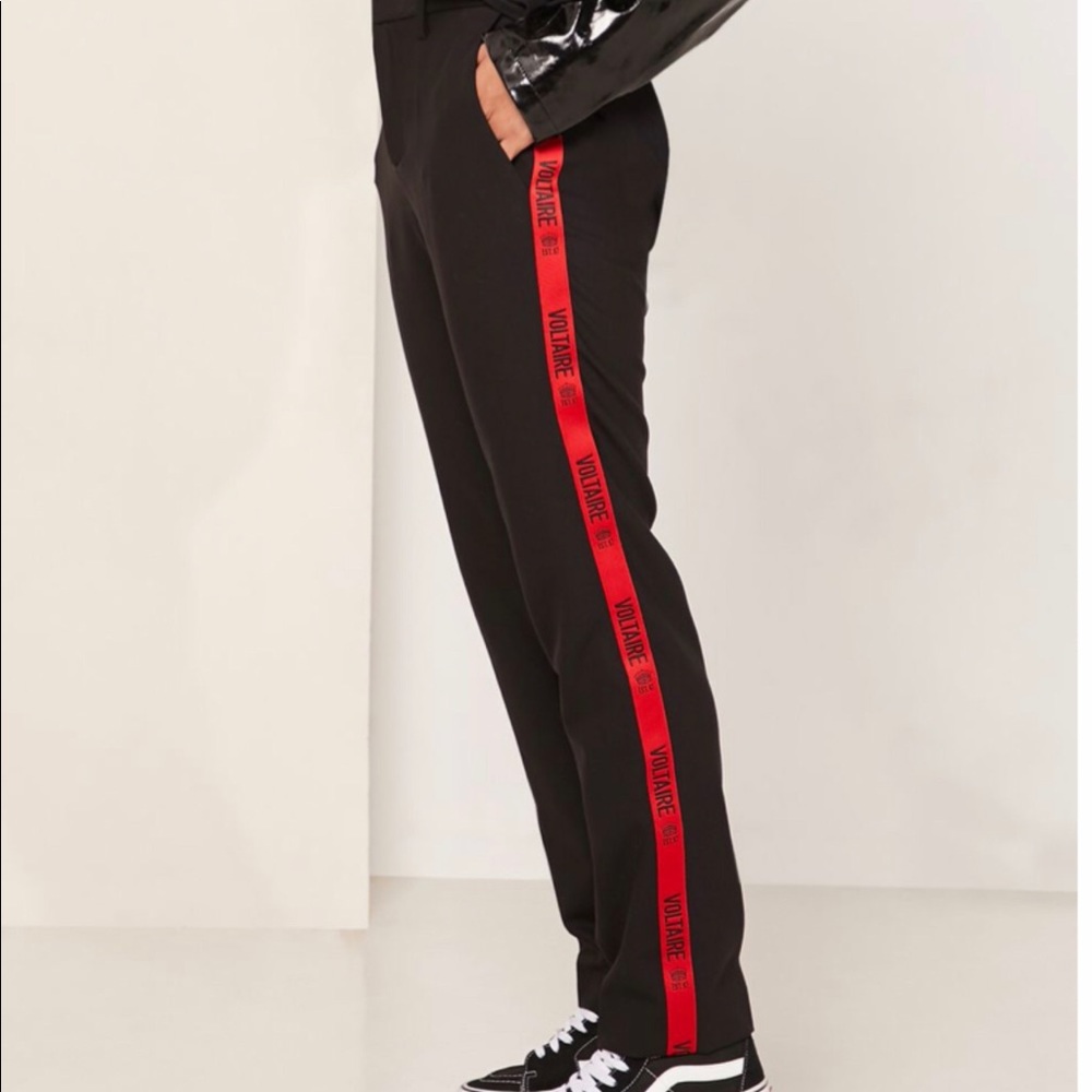Zadig & Voltaire Navy/Orange Logo Tape Pants